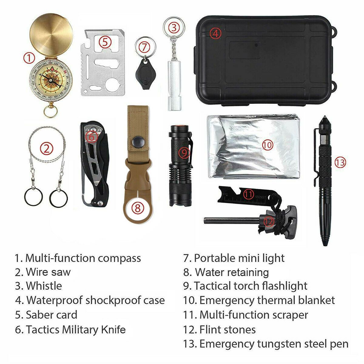 14-in-1 Outdoor Emergency Survival Kit